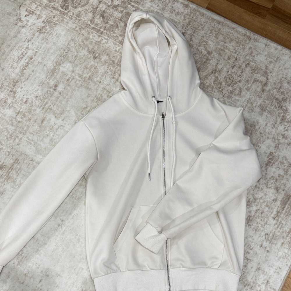 SHEIN Cream Zip-Up Hoodie
